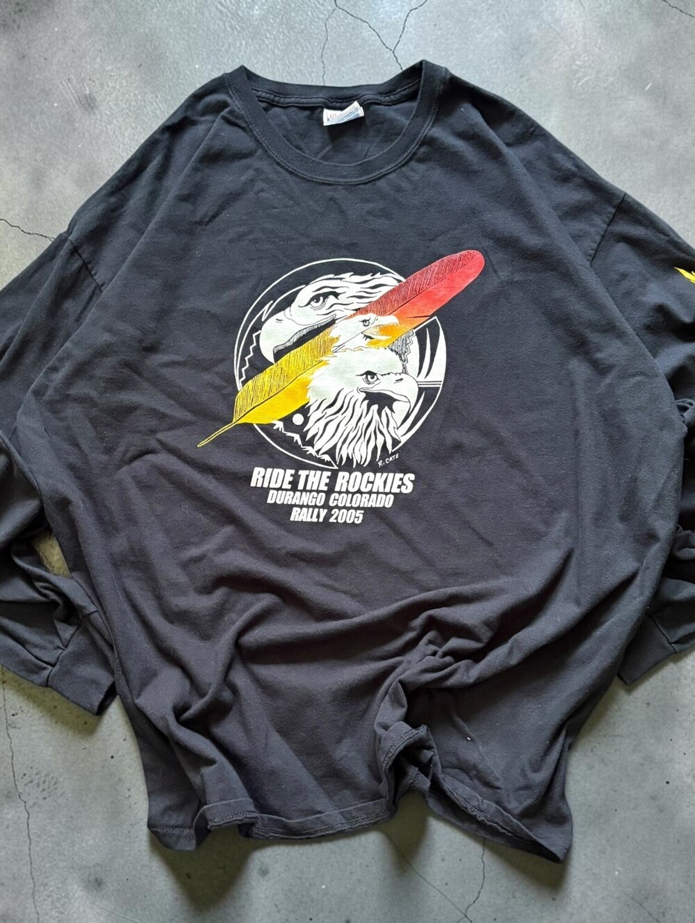 Vintage 2005 Ride the Rockies Rally Flame Longsleeve Eagles Graphic Shirt Sz 2XL